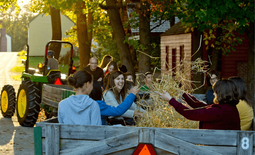 Connor Prairie hay ride at the headless horseman festival in Fishers, Indiana.